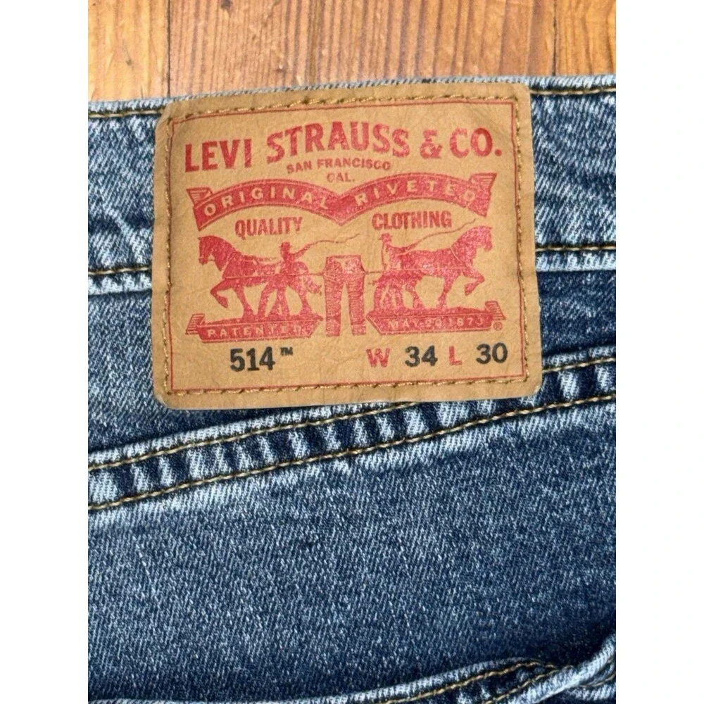 Levi’s 514 Mens 34x30 Blue Denim Straight Leg Jeans